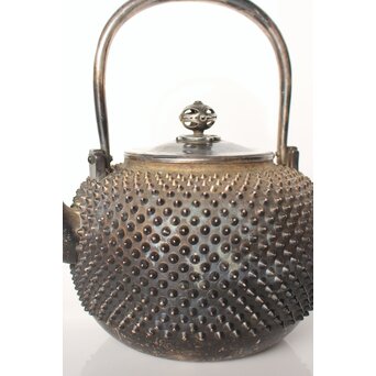 秦銀器 雪鳴 七宝繋摘 純銀霰湯沸/銀瓶　M312 