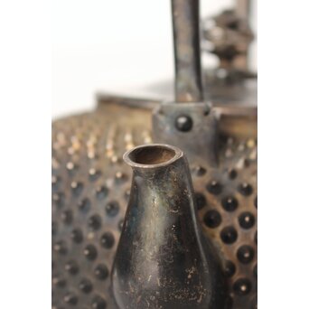 秦銀器 雪鳴 七宝繋摘 純銀霰湯沸/銀瓶　M312 