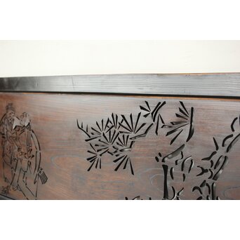 欅一枚板 鶴松と高砂透かし欄間　R0177 