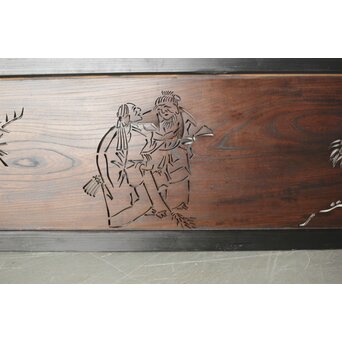 欅一枚板 鶴松と高砂透かし欄間　R0177 