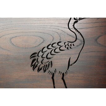 欅一枚板 鶴松と高砂透かし欄間　R0177 