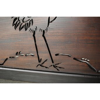 欅一枚板 鶴松と高砂透かし欄間　R0177 