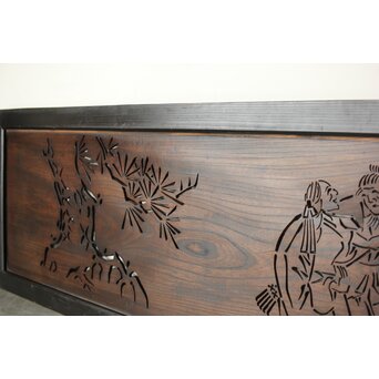 欅一枚板 鶴松と高砂透かし欄間　R0177 