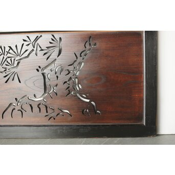 欅一枚板 鶴松と高砂透かし欄間　R0177 