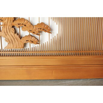 筬と木彫欄間 2枚1組　R0178 