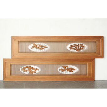 筬と木彫欄間 2枚1組　R0178