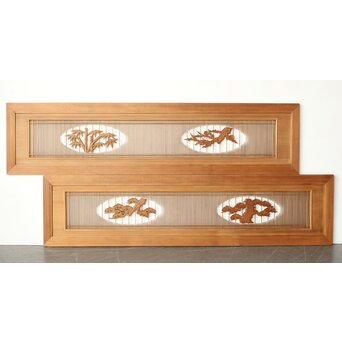 筬と木彫欄間 2枚1組　R0178 