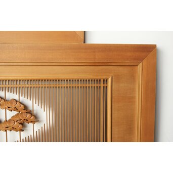 筬と木彫欄間 2枚1組　R0178 