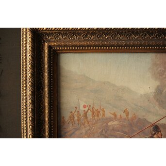 T Matsumoto 松本画 日露戦争 油彩 額装　Z288 