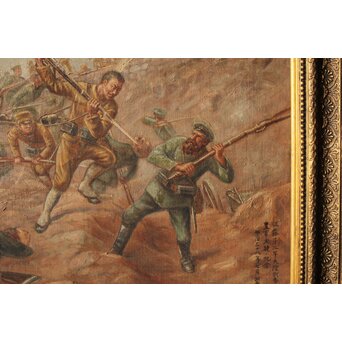 T Matsumoto 松本画 日露戦争 油彩 額装　Z288 