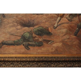 T Matsumoto 松本画 日露戦争 油彩 額装　Z288 