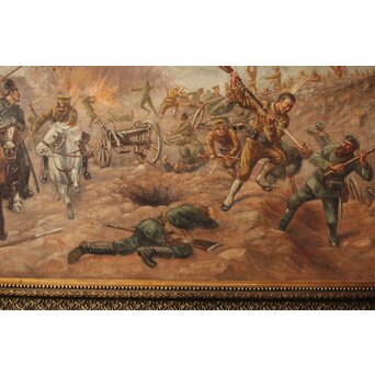 T Matsumoto 松本画 日露戦争 油彩 額装　Z288 