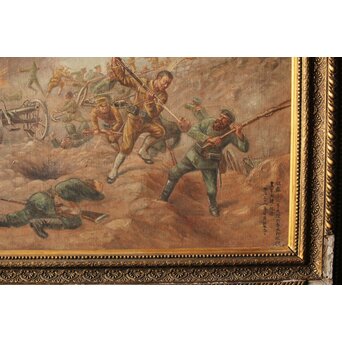 T Matsumoto 松本画 日露戦争 油彩 額装　Z288 