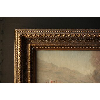 T Matsumoto 松本画 日露戦争 油彩 額装　Z288 