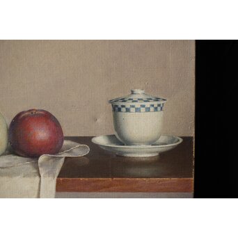 磯江毅風 リアリズム油彩 白 P12号　Z289　 