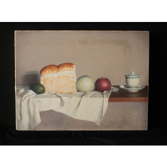 磯江毅風 リアリズム油彩 白 P12号　Z289　