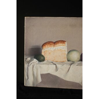 磯江毅風 リアリズム油彩 白 P12号　Z289　 