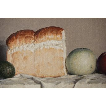 磯江毅風 リアリズム油彩 白 P12号　Z289　 