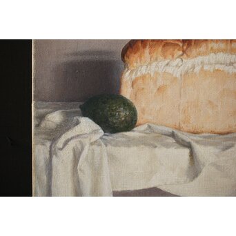 磯江毅風 リアリズム油彩 白 P12号　Z289　 