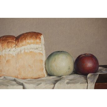 磯江毅風 リアリズム油彩 白 P12号　Z289　 