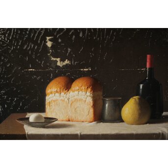 磯江毅風 リアリズム油彩 黒 F12号　Z290 