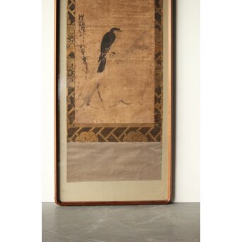 狩野派 肉筆水墨古画 鳥図 額装　Z291 