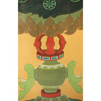 秀麗作 愛染明王図 仏画 絹本 唐木額装　Z292 