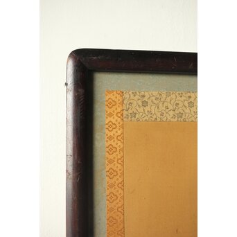 秀麗作 愛染明王図 仏画 絹本 唐木額装　Z292 