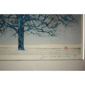 星襄一 リトグラフ【冬樹】額装　Z293 