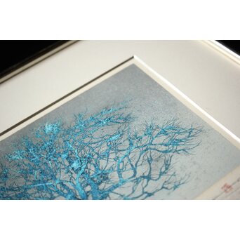 星襄一 リトグラフ【冬樹】額装　Z293 