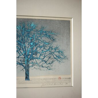 星襄一 リトグラフ【冬樹】額装　Z293 