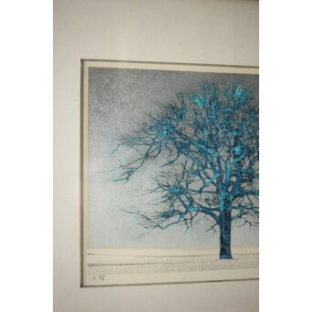 星襄一 リトグラフ【冬樹】額装　Z293 