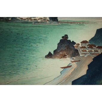 山岸主計 やまぎしかずえ 木版画【七里ガ浜】 Z294 