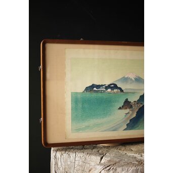 山岸主計 やまぎしかずえ 木版画【七里ガ浜】 Z294 