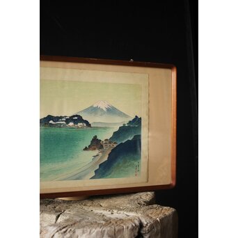 山岸主計 やまぎしかずえ 木版画【七里ガ浜】 Z294 