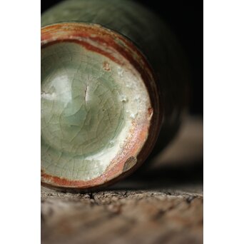 中国陶磁 龍泉窯 七官青磁 紫檀意台 瓶/花瓶　P339 