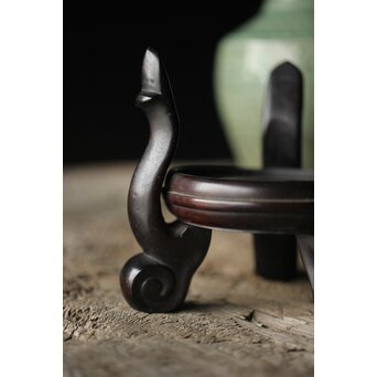 中国陶磁 龍泉窯 七官青磁 紫檀意台 瓶/花瓶　P339 