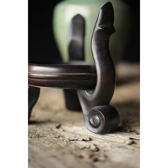 中国陶磁 龍泉窯 七官青磁 紫檀意台 瓶/花瓶　P339 