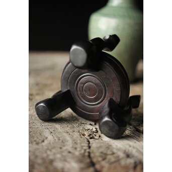 中国陶磁 龍泉窯 七官青磁 紫檀意台 瓶/花瓶　P339 