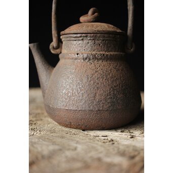 有阪造 砲口鉄環鉄蓋 時代鉄瓶　M315 