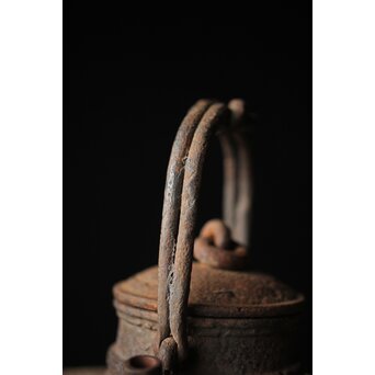 有阪造 砲口鉄環鉄蓋 時代鉄瓶　M315 