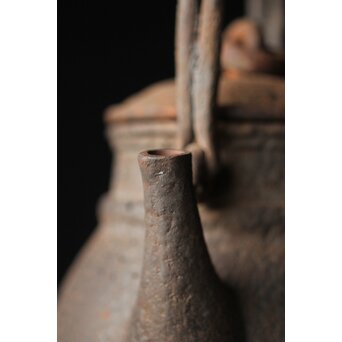 有阪造 砲口鉄環鉄蓋 時代鉄瓶　M315 