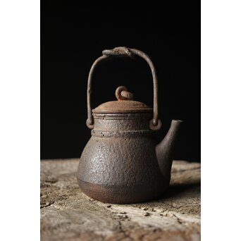 有阪造 砲口鉄環鉄蓋 時代鉄瓶　M315 