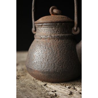 有阪造 砲口鉄環鉄蓋 時代鉄瓶　M315 