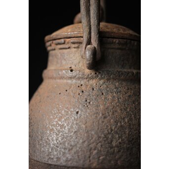 有阪造 砲口鉄環鉄蓋 時代鉄瓶　M315 