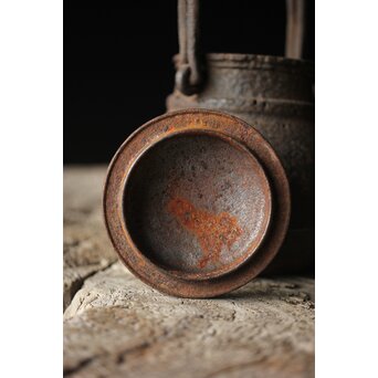 有阪造 砲口鉄環鉄蓋 時代鉄瓶　M315 