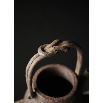 有阪造 砲口鉄環鉄蓋 時代鉄瓶　M315 