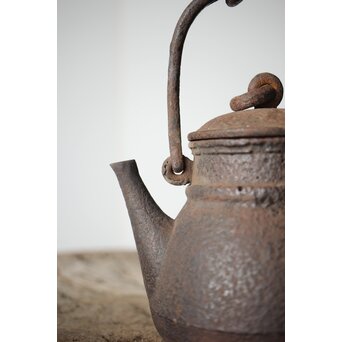 有阪造 砲口鉄環鉄蓋 時代鉄瓶　M315 