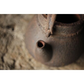 有阪造 砲口鉄環鉄蓋 時代鉄瓶　M315 