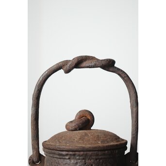 有阪造 砲口鉄環鉄蓋 時代鉄瓶　M315 